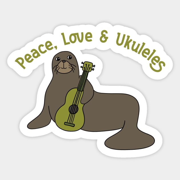 Peace, Love and Ukuleles Sticker by Alissa Carin